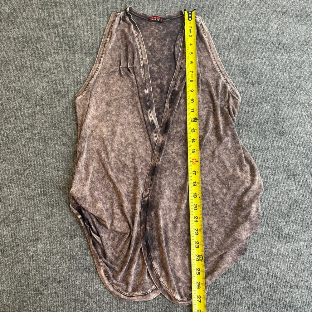 T-Party Studded Acid Wash Open Front Racerback Vest Purple Gray Size Large